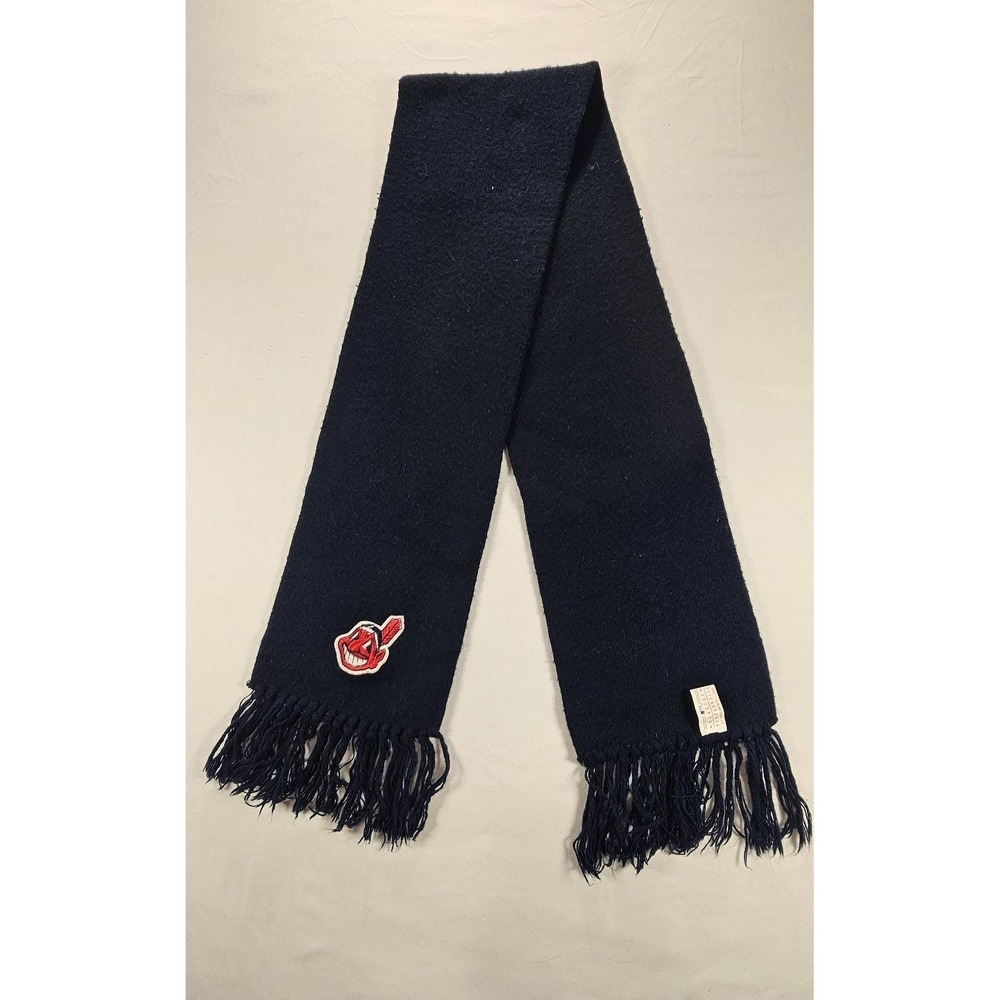 Cleveland Indians MLB Winter Scarf Navy Blue‎ Fringe Knit "Genuine Merchandise"